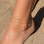 Charm Society-Enamel Chain Anklet-Anklets-14k Gold Filled, Turquoise Enamel-Blue Ruby Jewellery-Vancouver Canada
