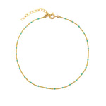 Charm Society-Enamel Chain Anklet-Anklets-Gold Plated, Turquoise Enamel-Blue Ruby Jewellery-Vancouver Canada