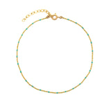 Charm Society-Enamel Chain Anklet-Anklets-Gold Plated, Turquoise Enamel-Blue Ruby Jewellery-Vancouver Canada