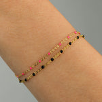 Charm Society-Enamel Chain Bracelet-Bracelets-14k Gold Filled, Black Enamel-Blue Ruby Jewellery-Vancouver Canada