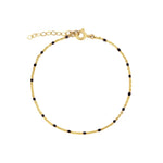 Charm Society-Enamel Chain Bracelet-Bracelets-14k Gold Filled, Black Enamel-Blue Ruby Jewellery-Vancouver Canada