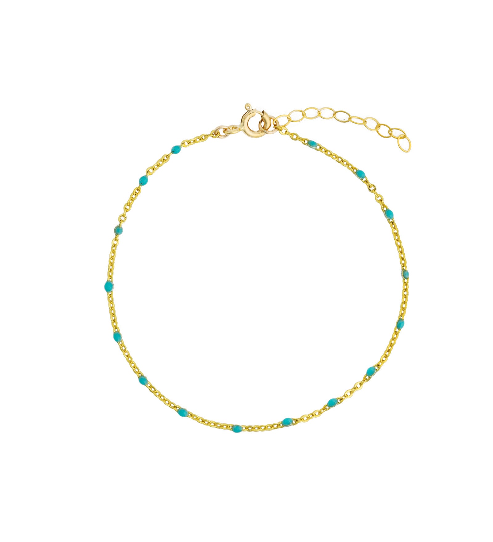 Enamel Chain Bracelet Gold Plated, Turquoise Enamel