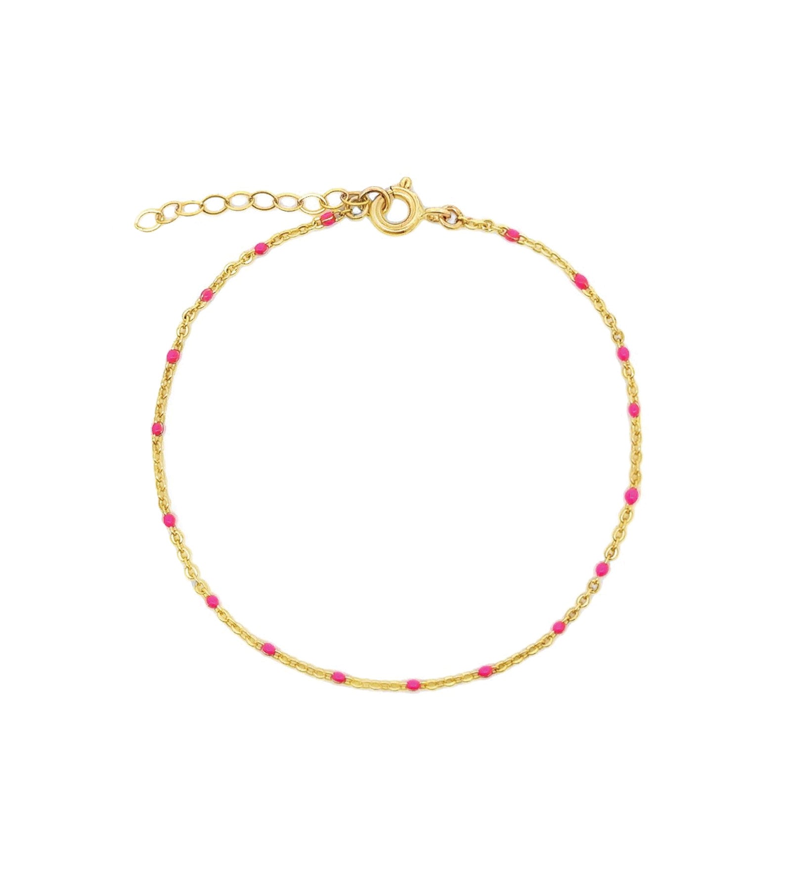 Charm Society-Enamel Chain Bracelet-Bracelets-14k Gold Filled, Hot Pink Enamel-Blue Ruby Jewellery-Vancouver Canada