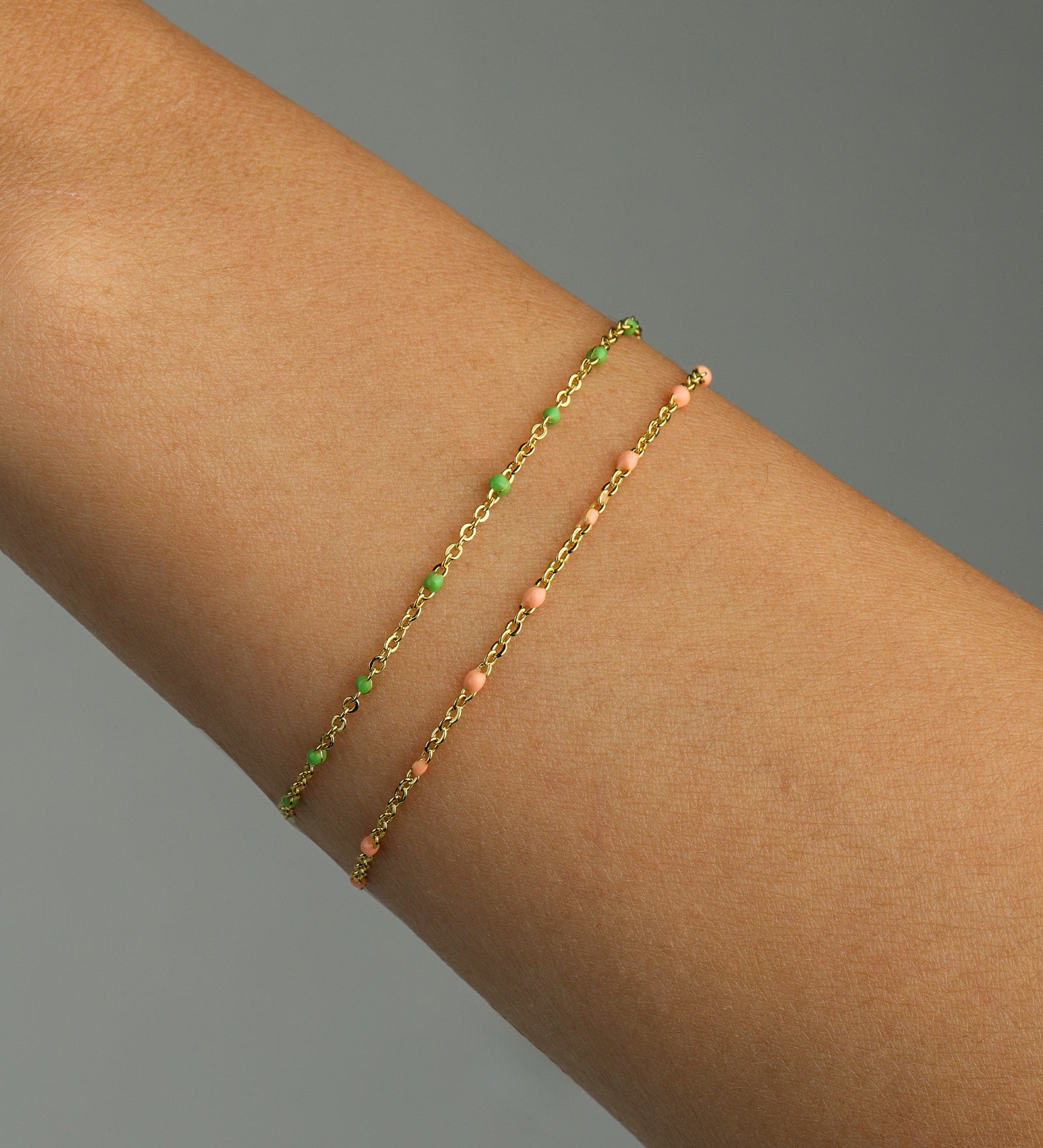 Charm Society-Enamel Chain Bracelet-Bracelets-14k Gold Filled, Pink Enamel-Blue Ruby Jewellery-Vancouver Canada