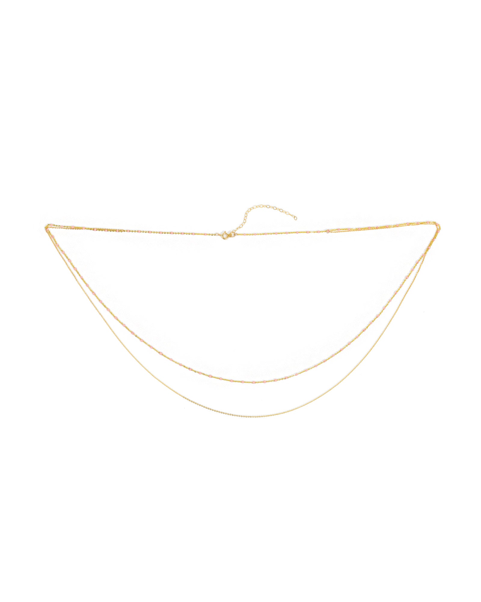 2 Row Enamel Beaded Belly Chain 14k Gold Filled, Pink Enamel