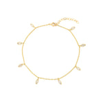 Marquis CZ Shaker Anklet 14k Gold Vermeil, 14k Gold Filled