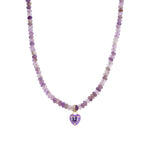 Charm Society-Heart Charm Beaded Necklace-Necklaces-14k Gold Filled, 14k Gold Vermeil, Amethyst Mix-Blue Ruby Jewellery-Vancouver Canada