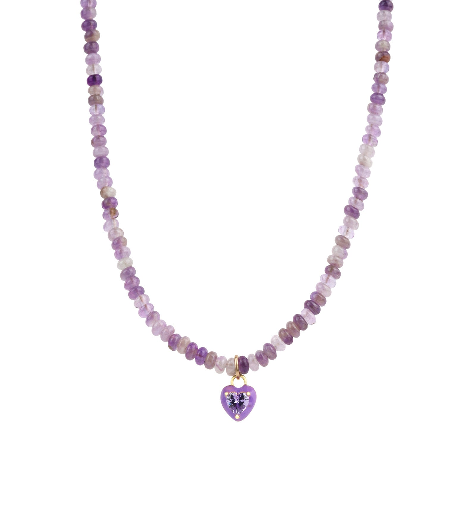 Charm Society-Heart Charm Beaded Necklace-Necklaces-14k Gold Filled, 14k Gold Vermeil, Amethyst Mix-Blue Ruby Jewellery-Vancouver Canada