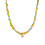 Charm Society-Daisy Charm Beaded Necklace-Necklaces-14k Gold Filled, 14k Gold Vermeil, Sun Mix-Blue Ruby Jewellery-Vancouver Canada
