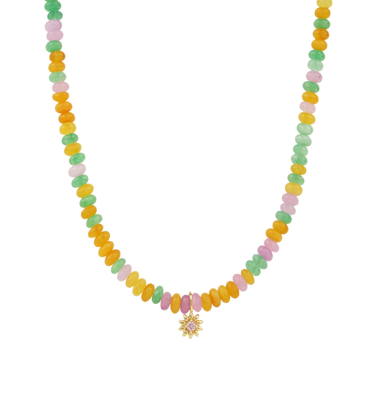 Charm Society-Daisy Charm Beaded Necklace-Necklaces-14k Gold Filled, 14k Gold Vermeil, Sun Mix-Blue Ruby Jewellery-Vancouver Canada