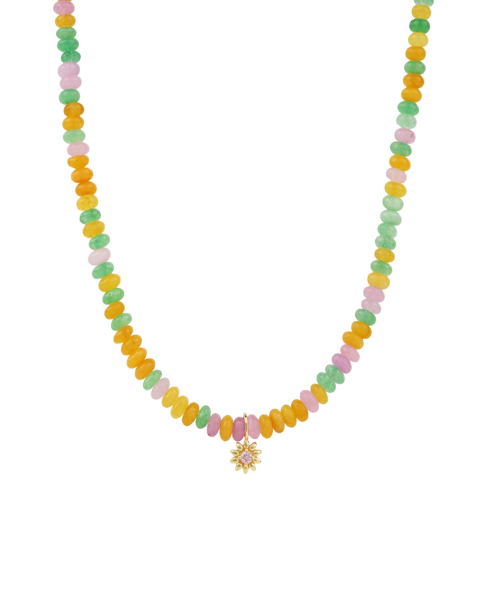 Charm Society-Daisy Charm Beaded Necklace-Necklaces-14k Gold Filled, 14k Gold Vermeil, Sun Mix-Blue Ruby Jewellery-Vancouver Canada