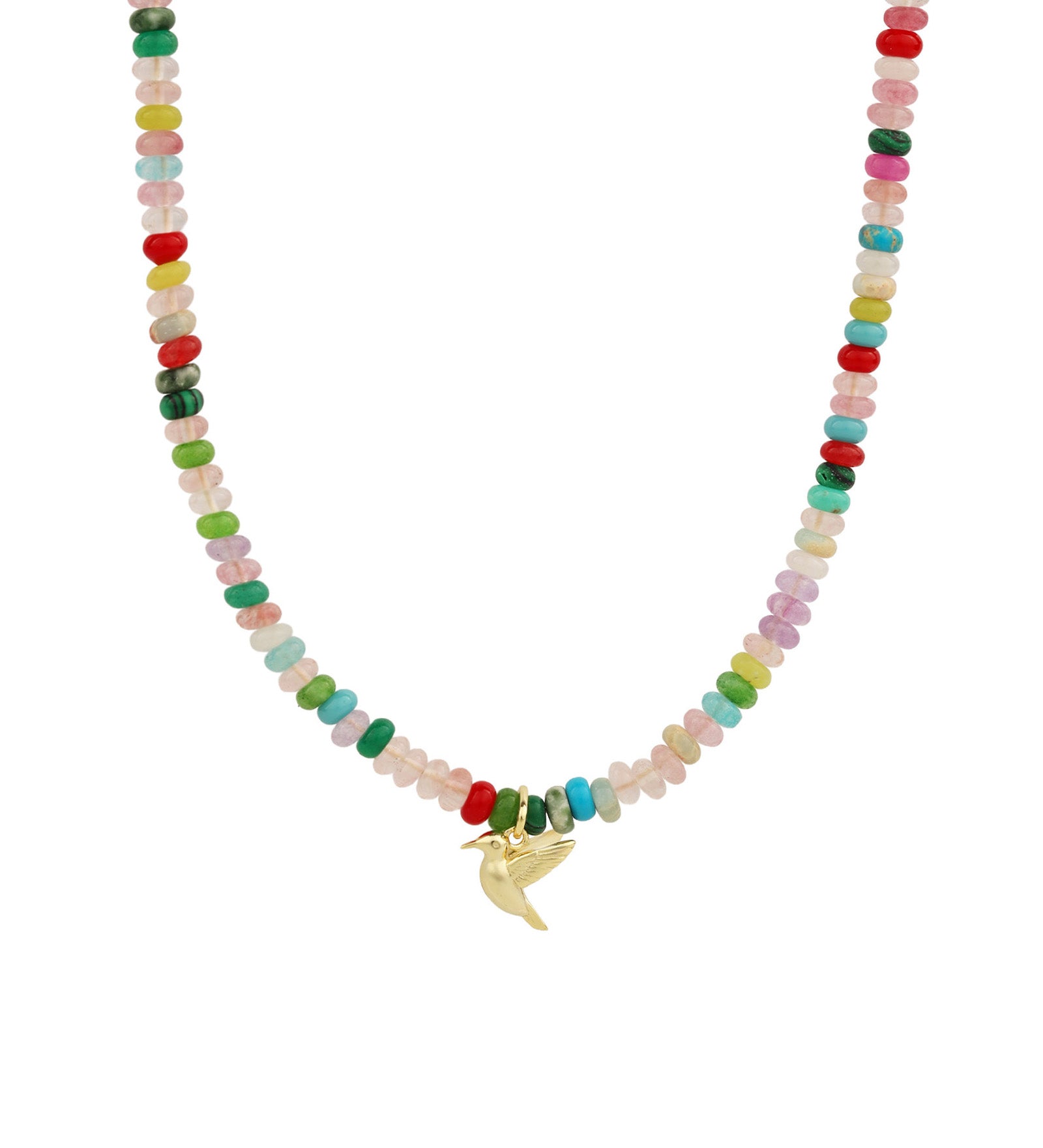 Charm Society-Hummingbird Charm Beaded Necklace-Necklaces-Blue Ruby Jewellery-Vancouver Canada
