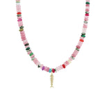 Charm Society-Fish Charm Beaded Necklace-Necklaces-14k Gold Filled, 14k Gold Vermeil, Pink Mix-Blue Ruby Jewellery-Vancouver Canada