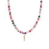 Charm Society-Fish Charm Beaded Necklace-Necklaces-14k Gold Filled, 14k Gold Vermeil, Pink Mix-Blue Ruby Jewellery-Vancouver Canada