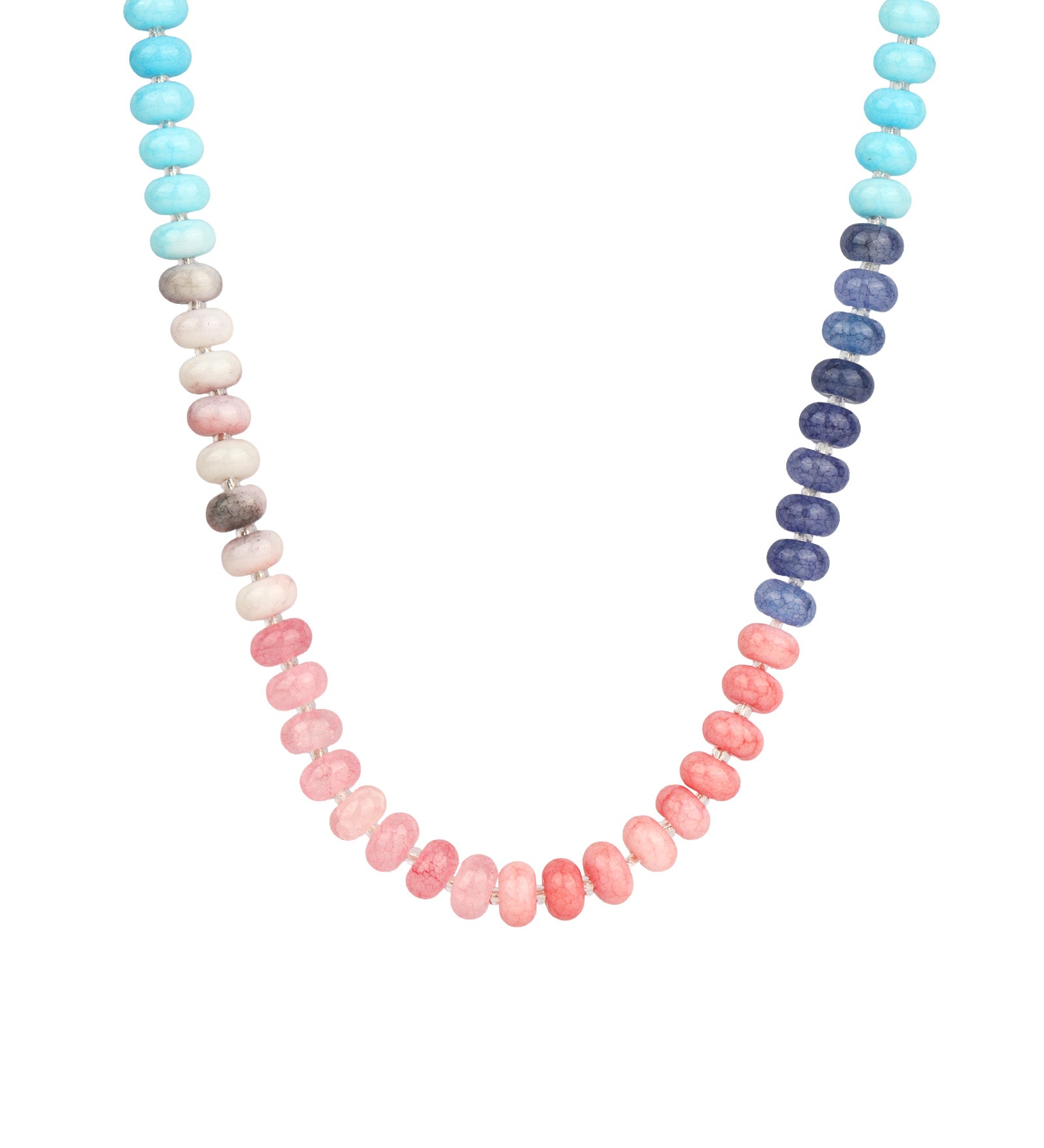 Charm Society-Ombré Beaded Necklace-Necklaces-Gold Plated, Tidal Mix-Blue Ruby Jewellery-Vancouver Canada