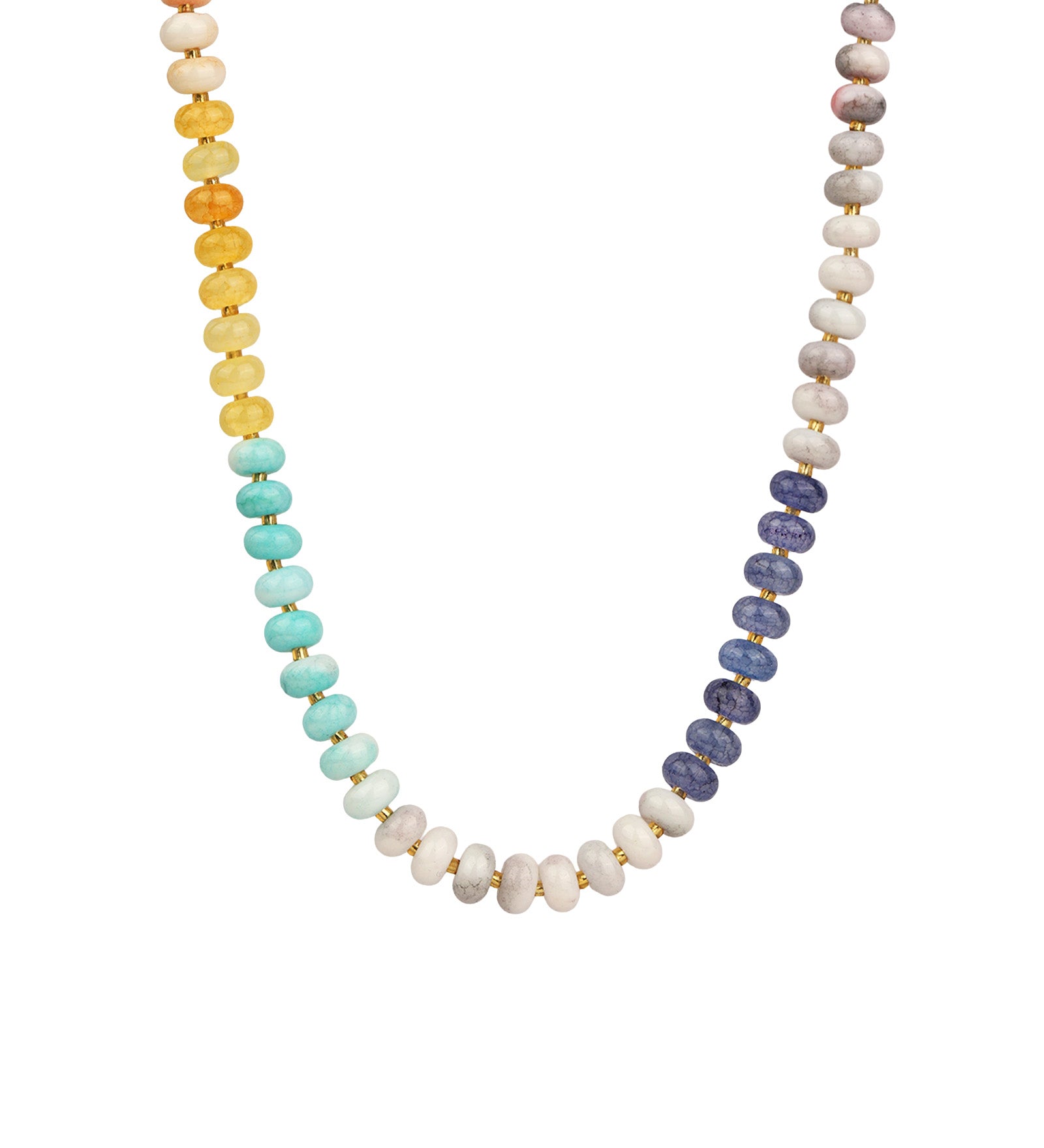 Charm Society-Ombré Beaded Necklace-Necklaces-Gold Plated, Ocean Mist Mix-Blue Ruby Jewellery-Vancouver Canada