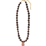 Garnet Mosaic Inlay Pendant Necklace 14k Gold Plated, Garnet, Strawberry Quartz