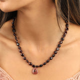 Garnet Mosaic Inlay Pendant Necklace