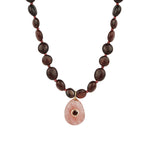 Garnet Mosaic Inlay Pendant Necklace 14k Gold Plated, Garnet, Strawberry Quartz