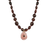 Garnet Mosaic Inlay Pendant Necklace 14k Gold Plated, Garnet, Strawberry Quartz