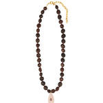Garnet Mosaic Inlay Pendant Necklace 14k Gold Plated, Garnet, Rose Quartz