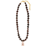 Garnet Mosaic Inlay Pendant Necklace 14k Gold Plated, Garnet, Rose Quartz