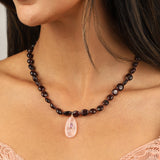 Garnet Mosaic Inlay Pendant Necklace