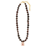 Garnet Mosaic Inlay Pendant Necklace 14k Gold Plated, Garnet, Rose Quartz