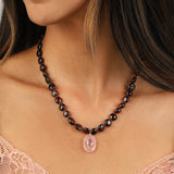 Garnet Mosaic Inlay Pendant Necklace