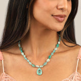 Amazonite Mosaic Inlay Pendant Necklace