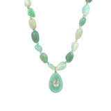 Amazonite Mosaic Inlay Pendant Necklace 14k Gold Plated, Amazonite, Blue Topaz