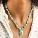 Amazonite Mosaic Inlay Pendant Necklace