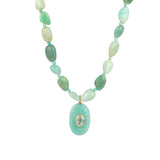 Amazonite Mosaic Inlay Pendant Necklace 14k Gold Plated, Amazonite, Blue Topaz
