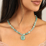 Amazonite Mosaic Inlay Pendant Necklace