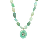 Amazonite Mosaic Inlay Pendant Necklace 14k Gold Plated, Amazonite, Blue Topaz