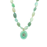 Amazonite Mosaic Inlay Pendant Necklace 14k Gold Plated, Amazonite, Blue Topaz