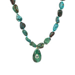 Chrysoprase Mosaic Inlay Pendant Necklace 14k Gold Plated, Chrysoprase, Turquoise