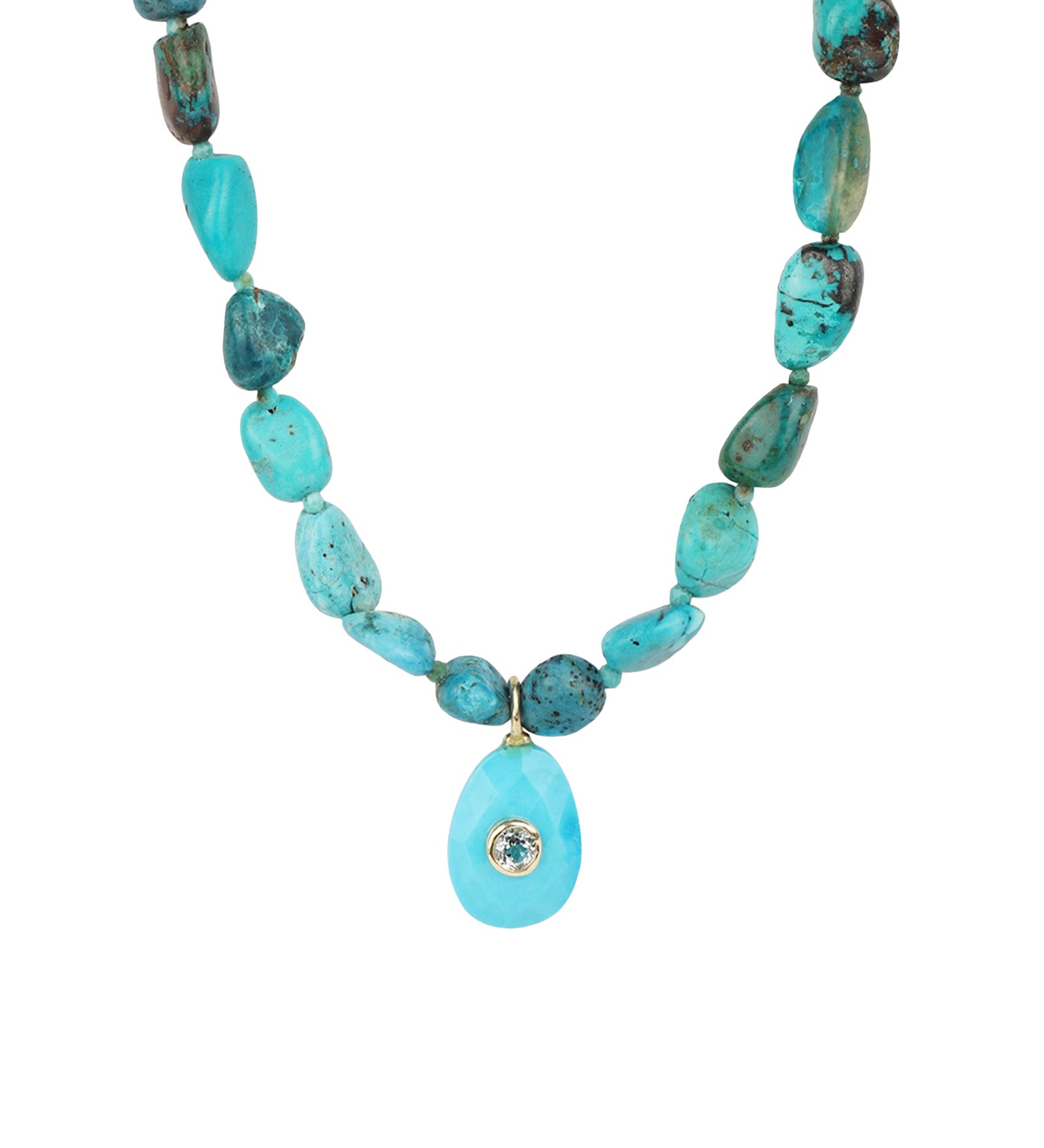Chrysoprase Mosaic Inlay Pendant Necklace 14k Gold Plated, Chrysoprase, Turquoise
