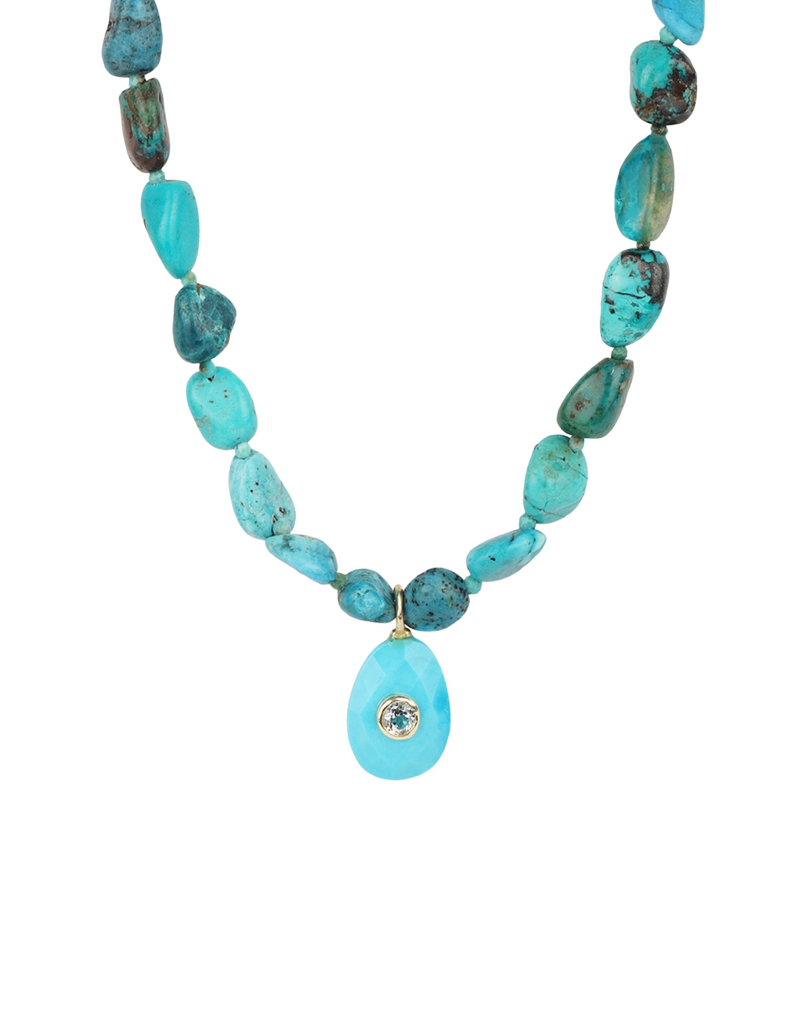 Chrysoprase Mosaic Inlay Pendant Necklace 14k Gold Plated, Chrysoprase, Turquoise