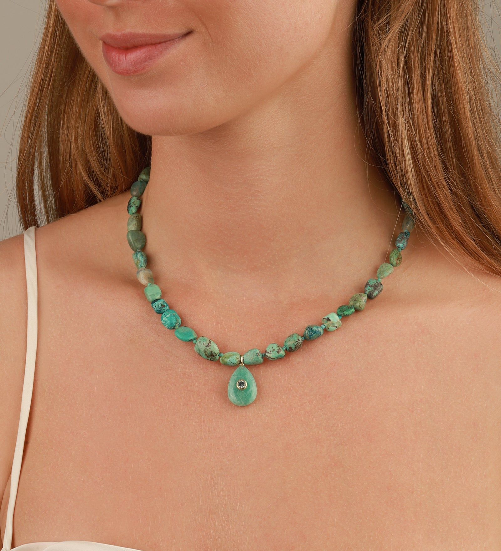 Charm Society-Chrysocolla Mosaic Inlay Pendant Necklace-Necklaces-Blue Ruby Jewellery-Vancouver Canada