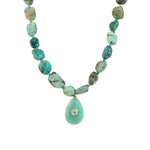 Chrysoprase Mosaic Inlay Pendant Necklace 14k Gold Plated, Chrysoprase, Turquoise