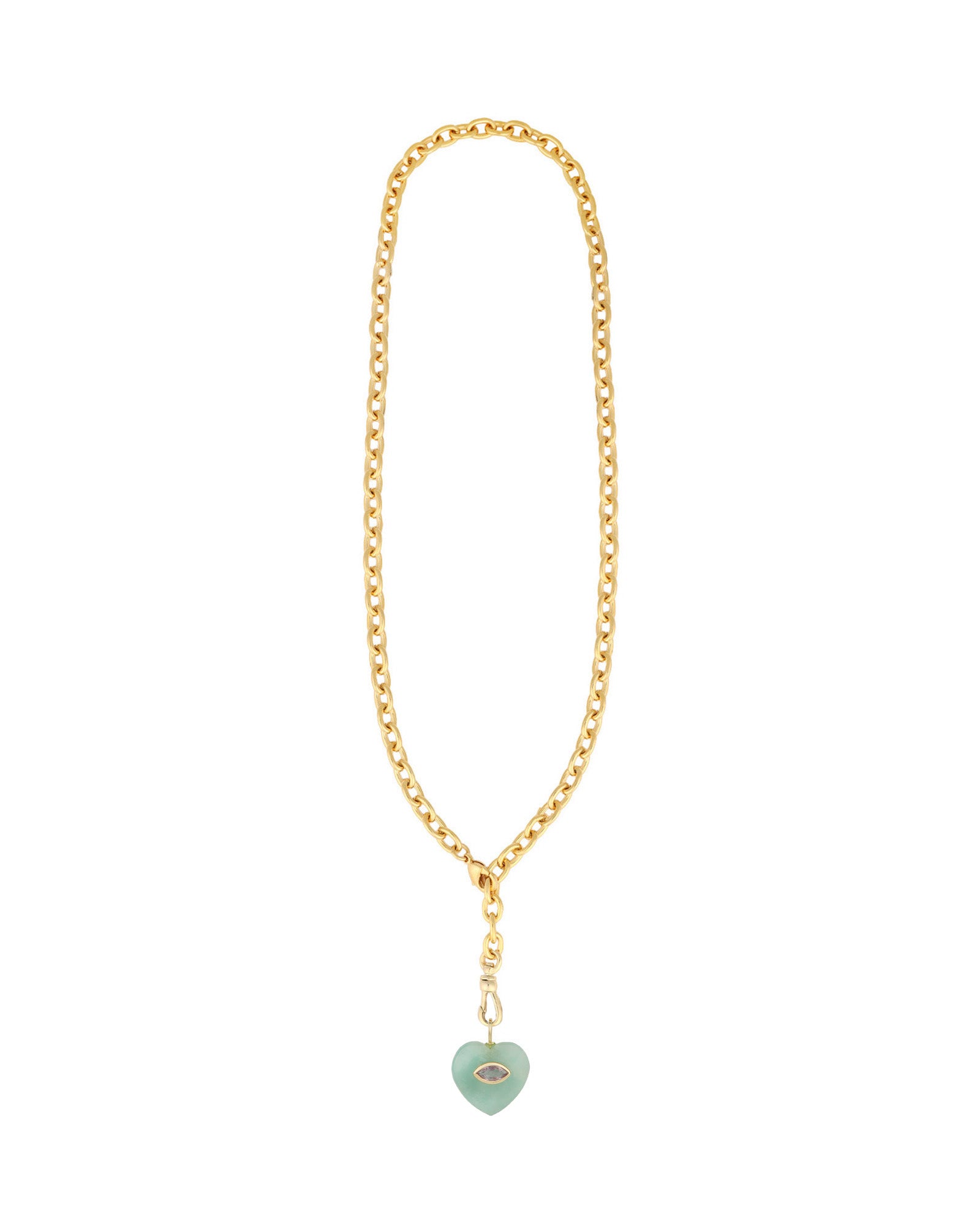Amazonite & Amethyst Heart Y Necklace 14k Gold Plated, Amazonite, Amethyst