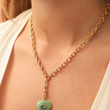 Amazonite & Amethyst Heart Y Necklace 14k Gold Plated, Amazonite, Amethyst