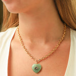 Amazonite & Amethyst Heart Y Necklace 14k Gold Plated, Amazonite, Amethyst