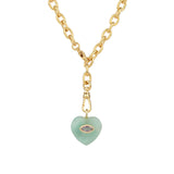 Amazonite & Amethyst Heart Y Necklace 14k Gold Plated, Amazonite, Amethyst