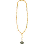 Labradorite & Blue Topaz Heart Y Necklace 14k Gold Plated, Labradorite, Blue Topaz