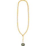 Labradorite & Blue Topaz Heart Y Necklace 14k Gold Plated, Labradorite, Blue Topaz