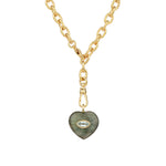 Labradorite & Blue Topaz Heart Y Necklace 14k Gold Plated, Labradorite, Blue Topaz