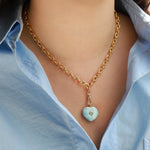 Charm Society-Larimar & Blue Topaz Heart Y Necklace-Necklaces-Blue Ruby Jewellery-Vancouver Canada