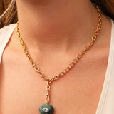 Malachite & Blue Topaz Heart Y Necklace 14k Gold Plated, Malachite, Blue Topaz